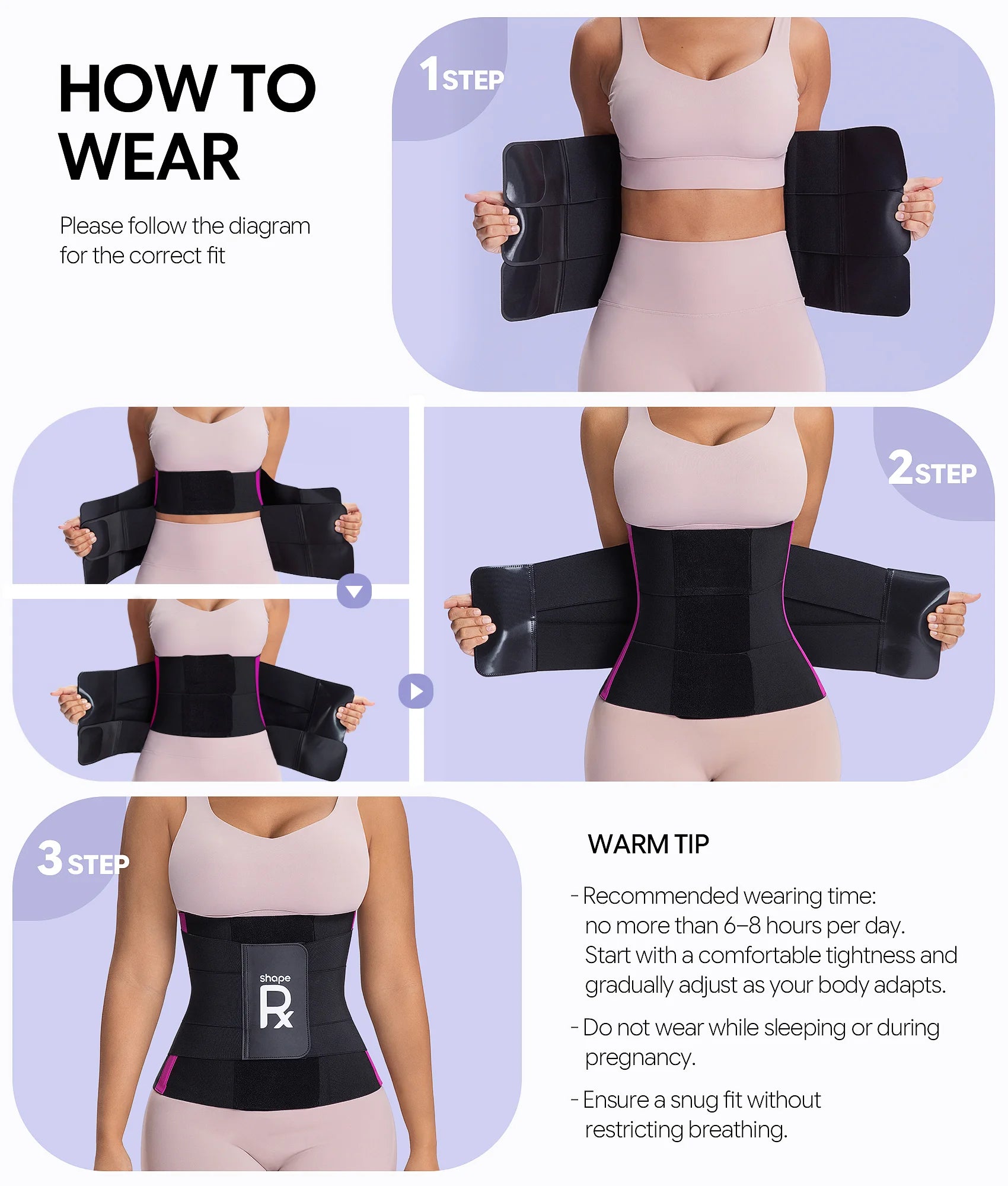 SHAPERX 3-Strap Targeted Waist Trainer Belt
