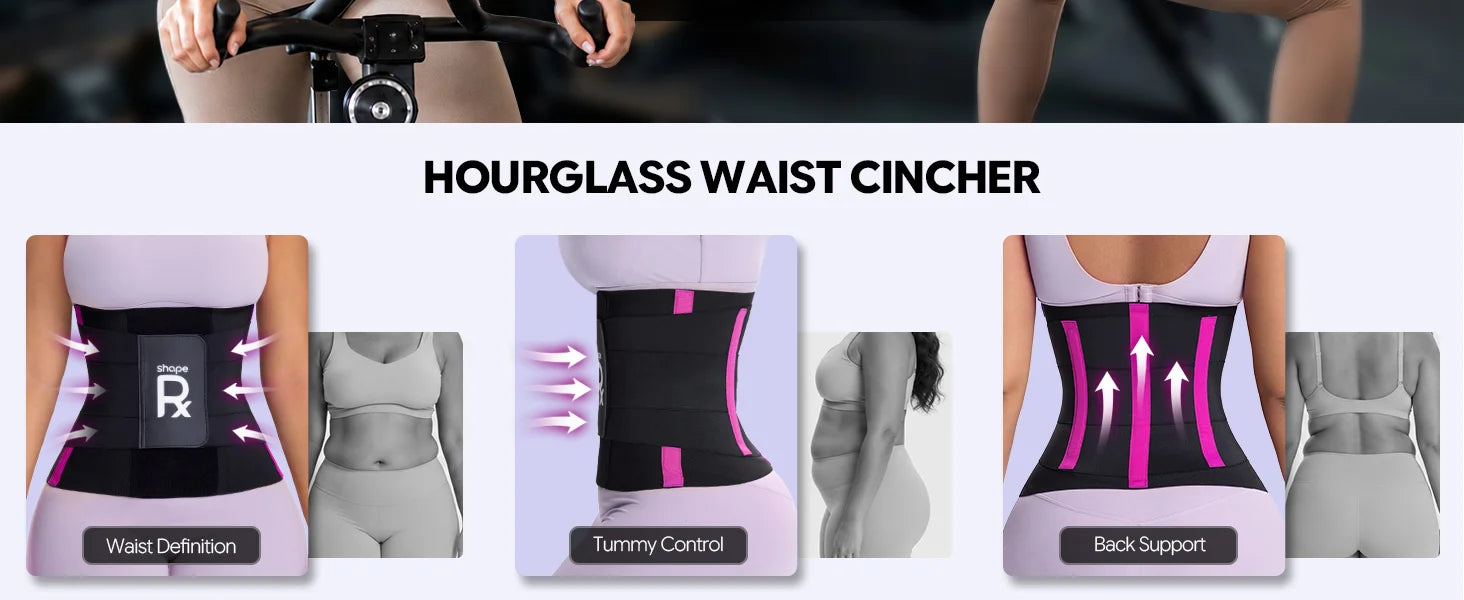 SHAPERX 3-Strap Targeted Waist Trainer Belt - Adjustable Tummy Control - Detail Image 2