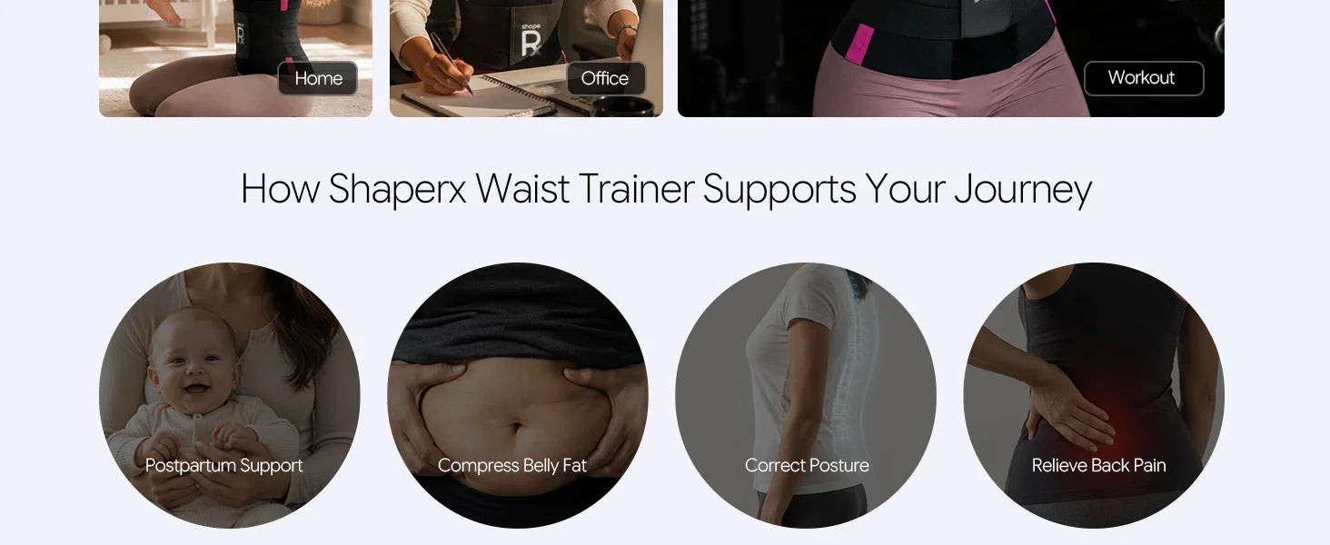 SHAPERX 3-Strap Targeted Waist Trainer Belt - Adjustable Tummy Control - Detail Image 7