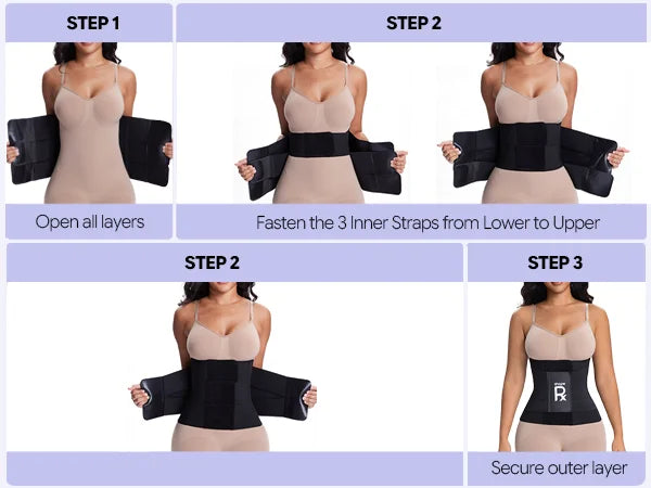 SHAPERX 3-Strap Targeted Waist Trainer Belt - Adjustable Tummy Control - Mobile Image 9