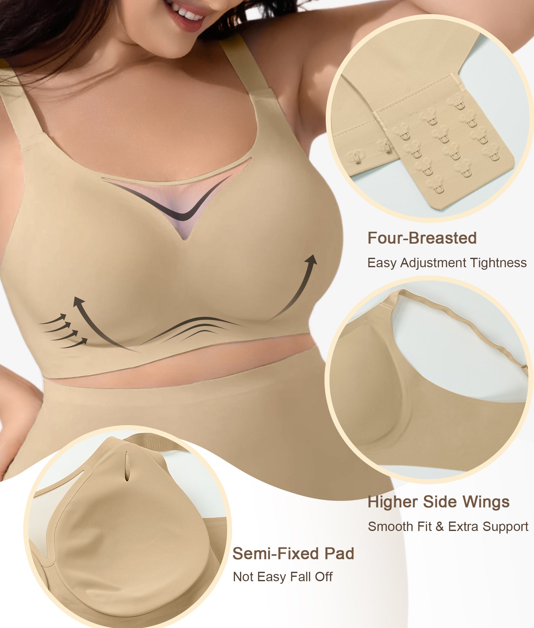 SHAPERX V-Mesh Wireless Support Bra