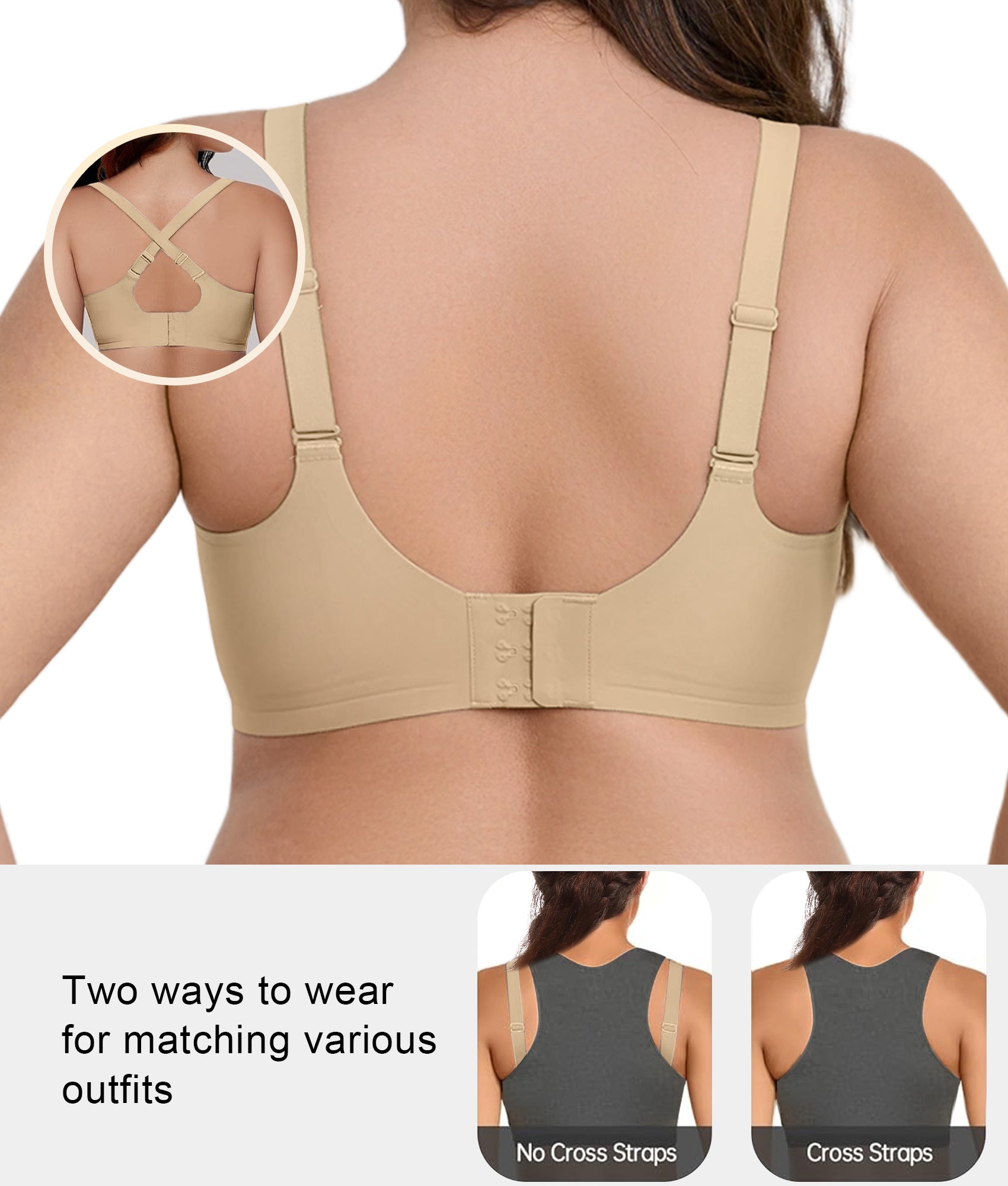 SHAPERX V-Mesh Wireless Support Bra