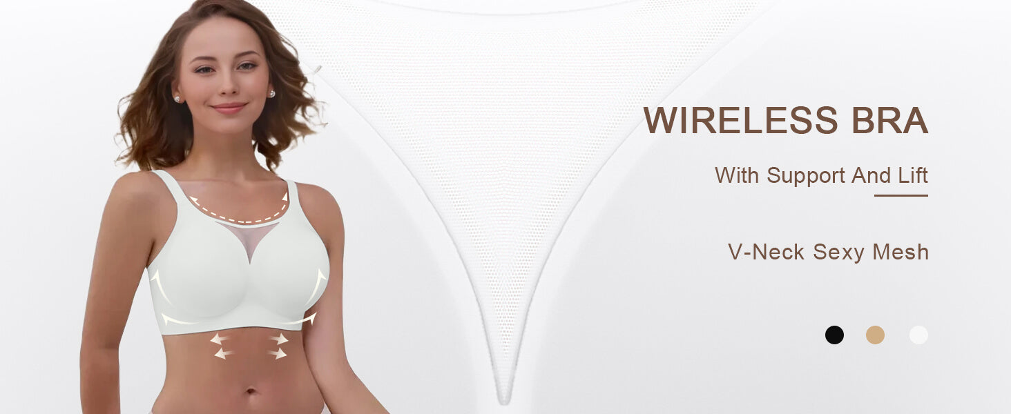 SHAPERX V-Mesh Wireless Support Bra - Detail Image 3