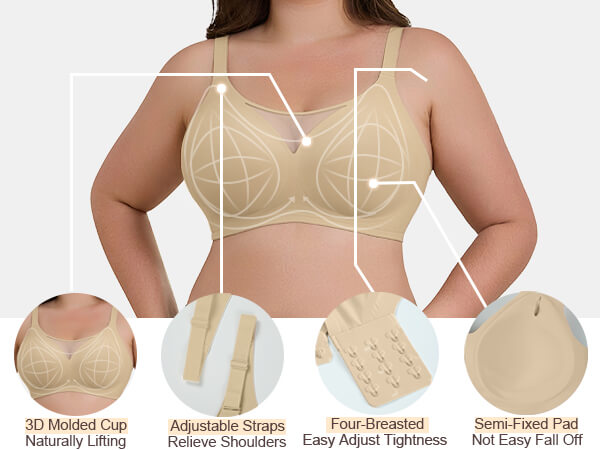 SHAPERX V-Mesh Wireless Support Bra - Mobile Image 5