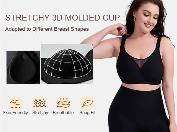 SHAPERX V-Mesh Wireless Support Bra - Mobile Image 6