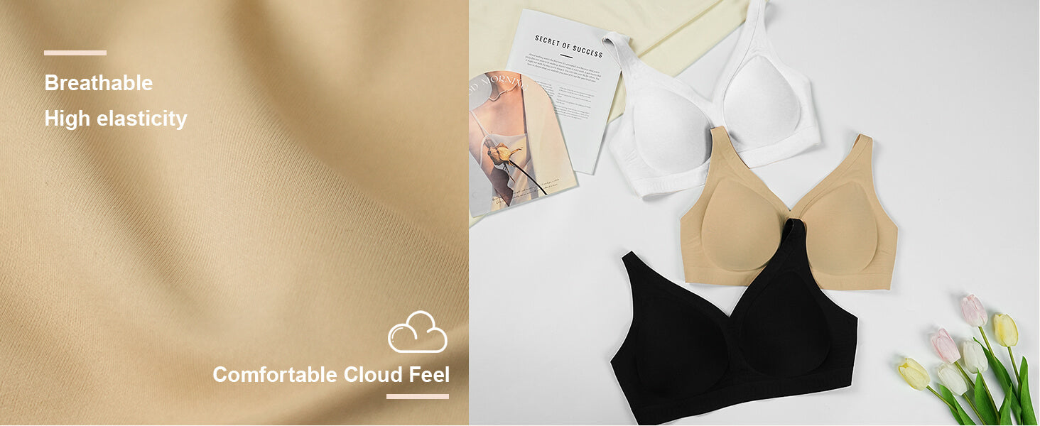 SHAPERX Deep-V Wireless Everyday Bra - Detail Image 4