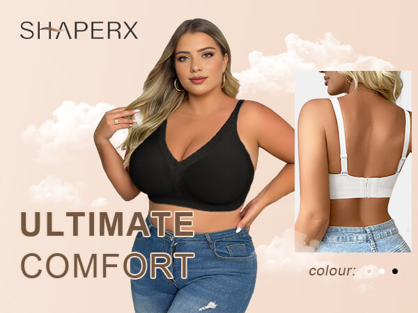 SHAPERX Deep-V Wireless Everyday Bra - Mobile Image 1