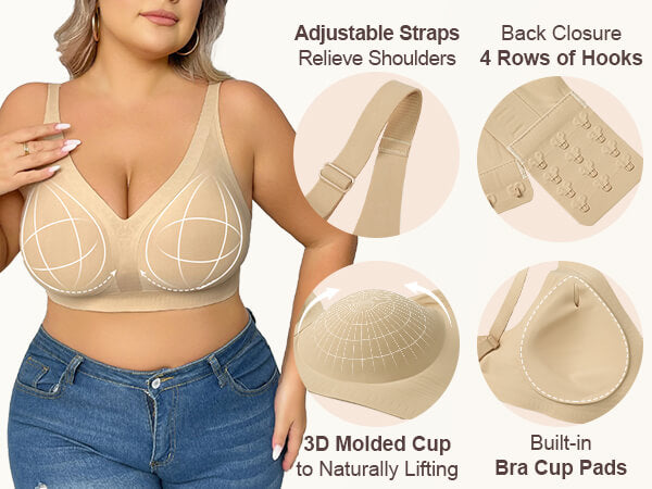 SHAPERX Deep-V Wireless Everyday Bra - Mobile Image 2