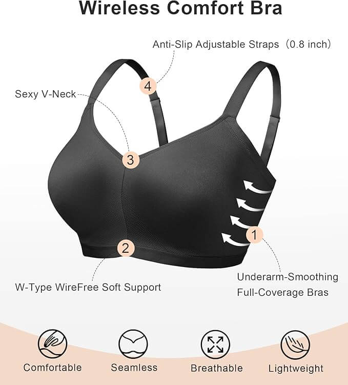 SHAPERX Seamless Lightly Lined Wireless Bra
