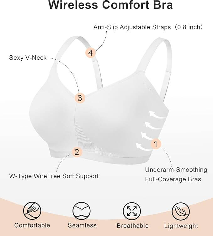 SHAPERX Seamless Lightly Lined Wireless Bra