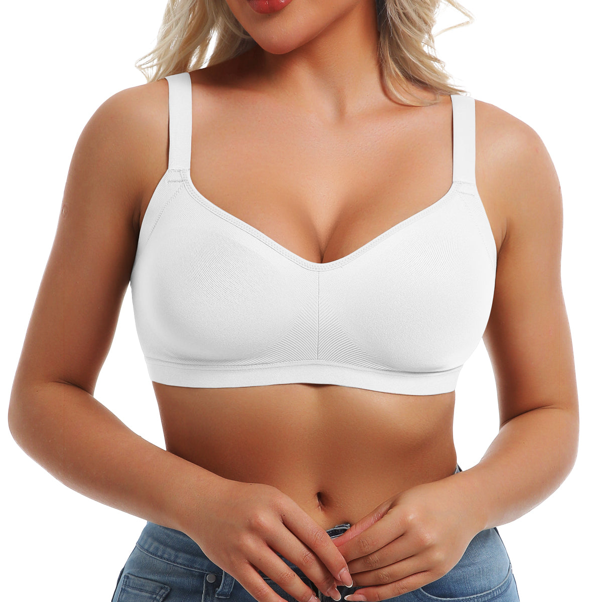 SHAPERX Seamless Lightly Lined Wireless Bra