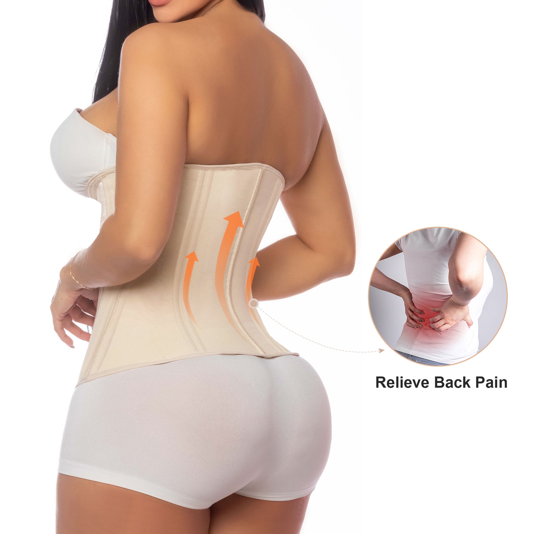 SHAPERX Waist Trainer for Women Tummy Control Workout Waist Cincher Corset Hourglass Body Shaper Zipper and Hooks