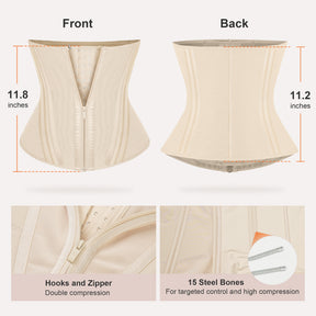 SHAPERX Waist Trainer for Women Tummy Control Workout Waist Cincher Corset Hourglass Body Shaper Zipper and Hooks