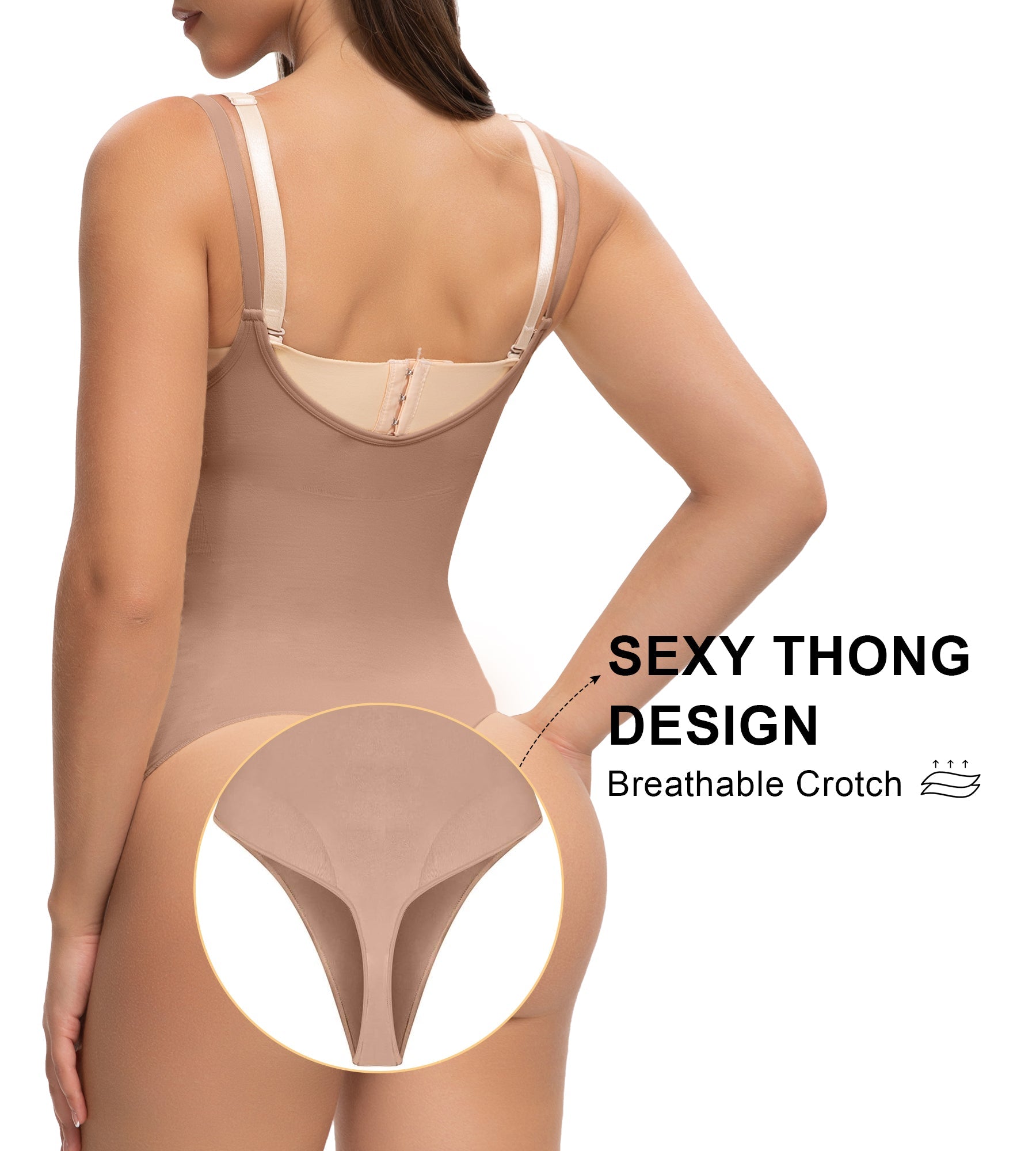 SHAPERX Open Bust Shapewear Tummy Control Bodysuits for Women Seamless Compression High Waisted Body Shaper SHAPERX