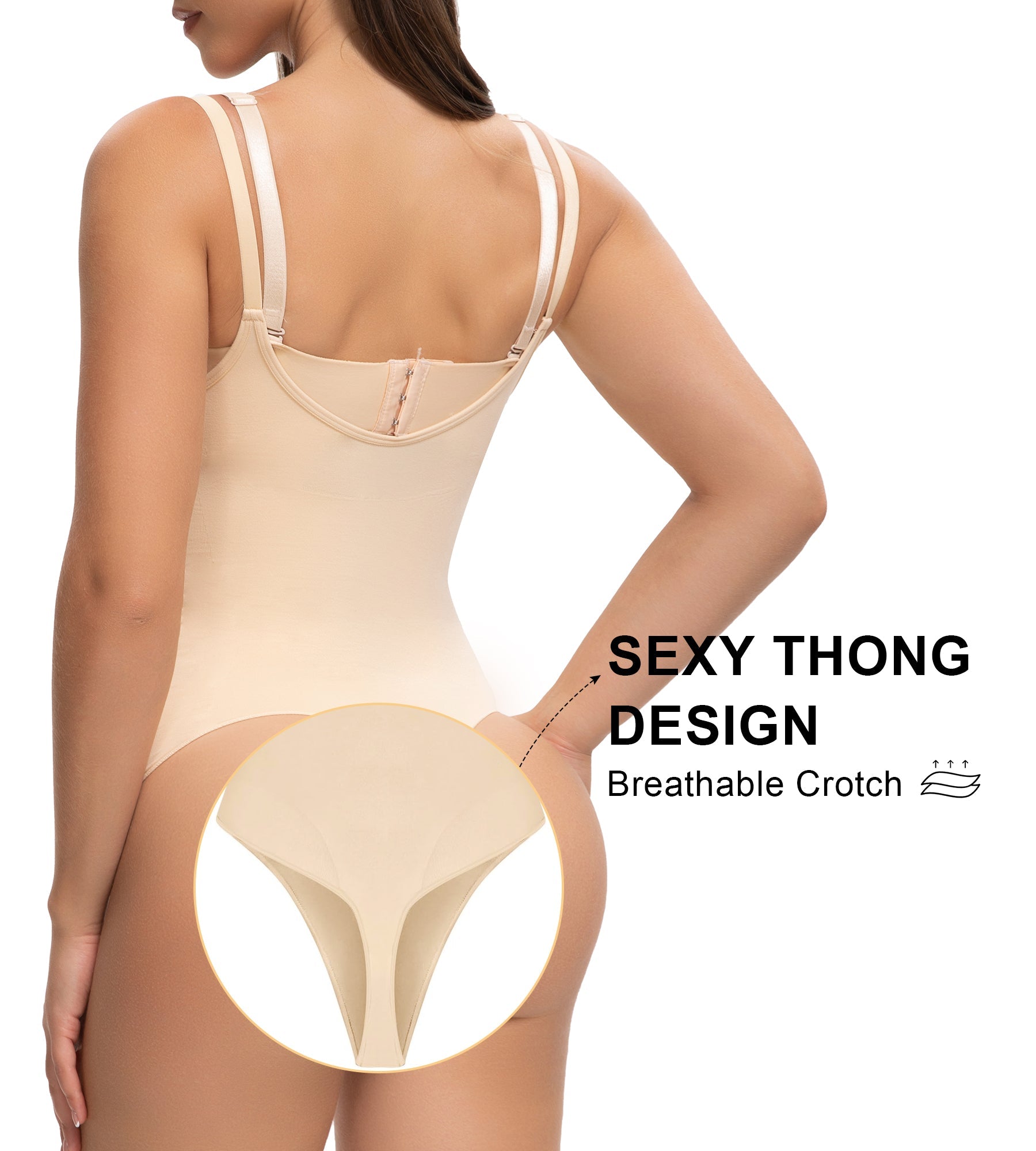 SHAPERX Seamless Open-Bust Tummy Control Thong Bodysuit ShaperX Shapewear SHAPERX Seamless Open-Bust Tummy Control Thong Bodysuit ShaperX Shapewear