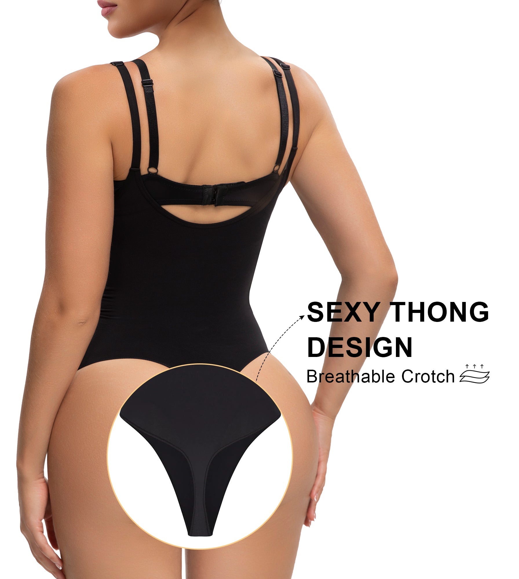 SHAPERX Seamless Open-Bust Tummy Control Thong Bodysuit ShaperX Shapewear SHAPERX Seamless Open-Bust Tummy Control Thong Bodysuit ShaperX Shapewear