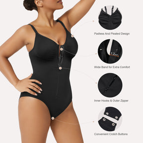 SHAPERX Shapewear Bodysuit for Women Tummy Control Seamless Zip-Up Body Shaper Snatched Waist Sculpting Body Suit