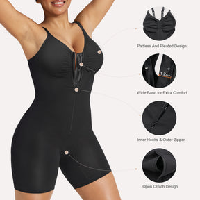 SHAPERX Shapewear Bodysuit for Women Tummy Control Seamless Zip-Up Body Shaper Snatched Waist Sculpting Body Suit