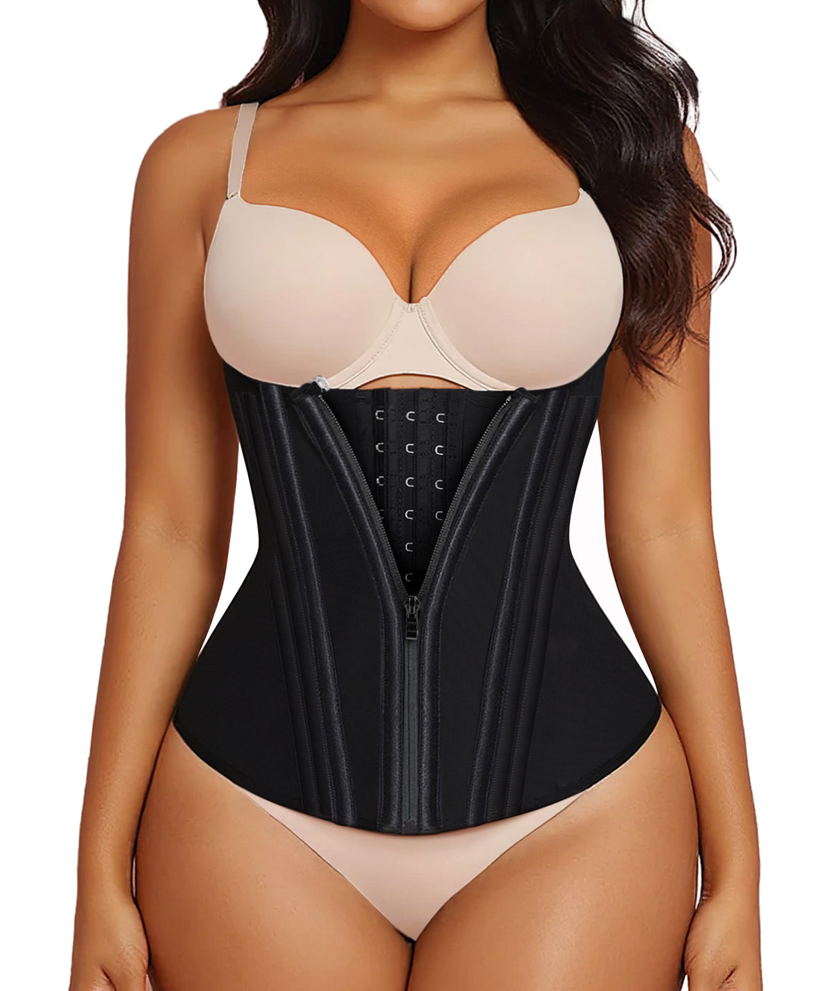 SHAPERX Waist Trainer for Women Tummy Control Workout Waist Cincher Corset Hourglass Body Shaper Zipper and Hooks