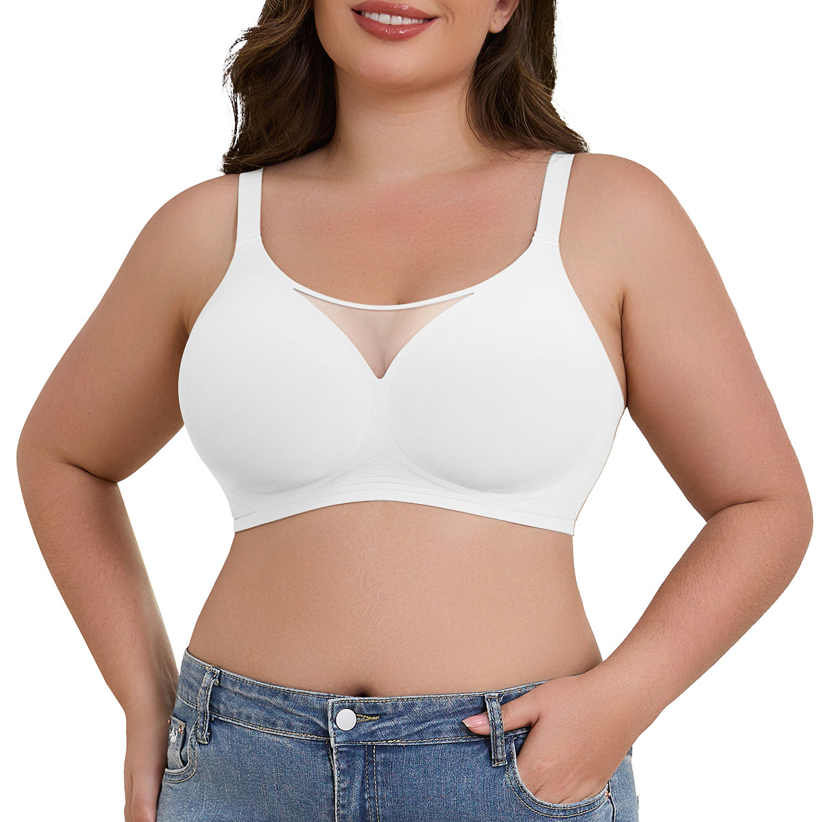 SHAPERX V-Mesh Wireless Support Bra
