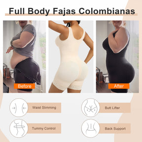 SHAPERX Women's Fajas Colombianas Tummy Control Shapewear Postpartum Full Body Shaper Butt Lifter Bodysuit SHAPERX