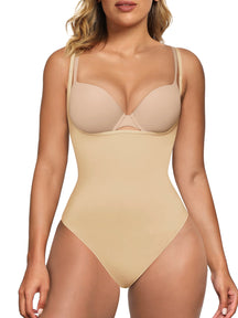 SHAPERX Open Bust Shapewear Tummy Control Bodysuits for Women Seamless Compression High Waisted Body Shaper SHAPERX