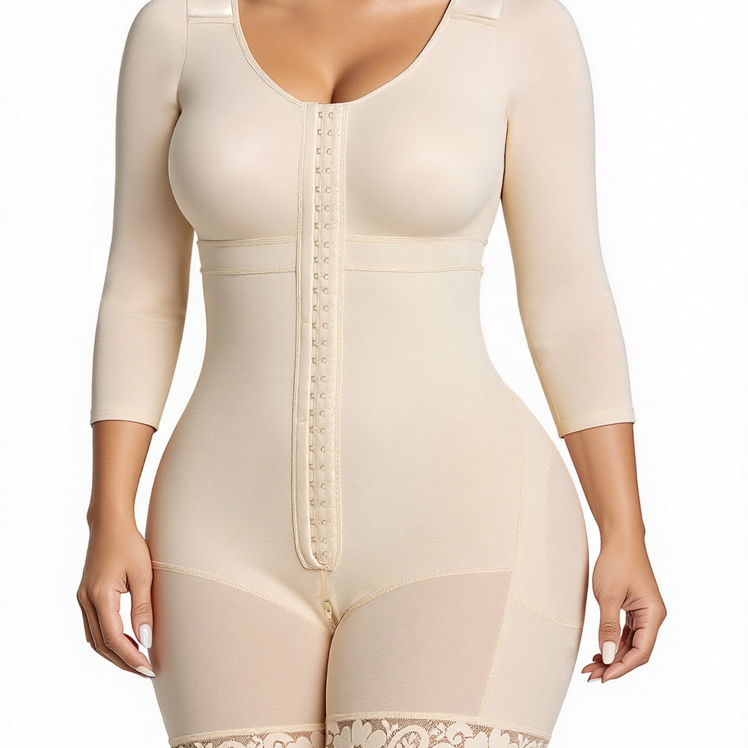 SHAPERX Post-Surgery Arm Slimming Full Body Faja with Zipper Crotch