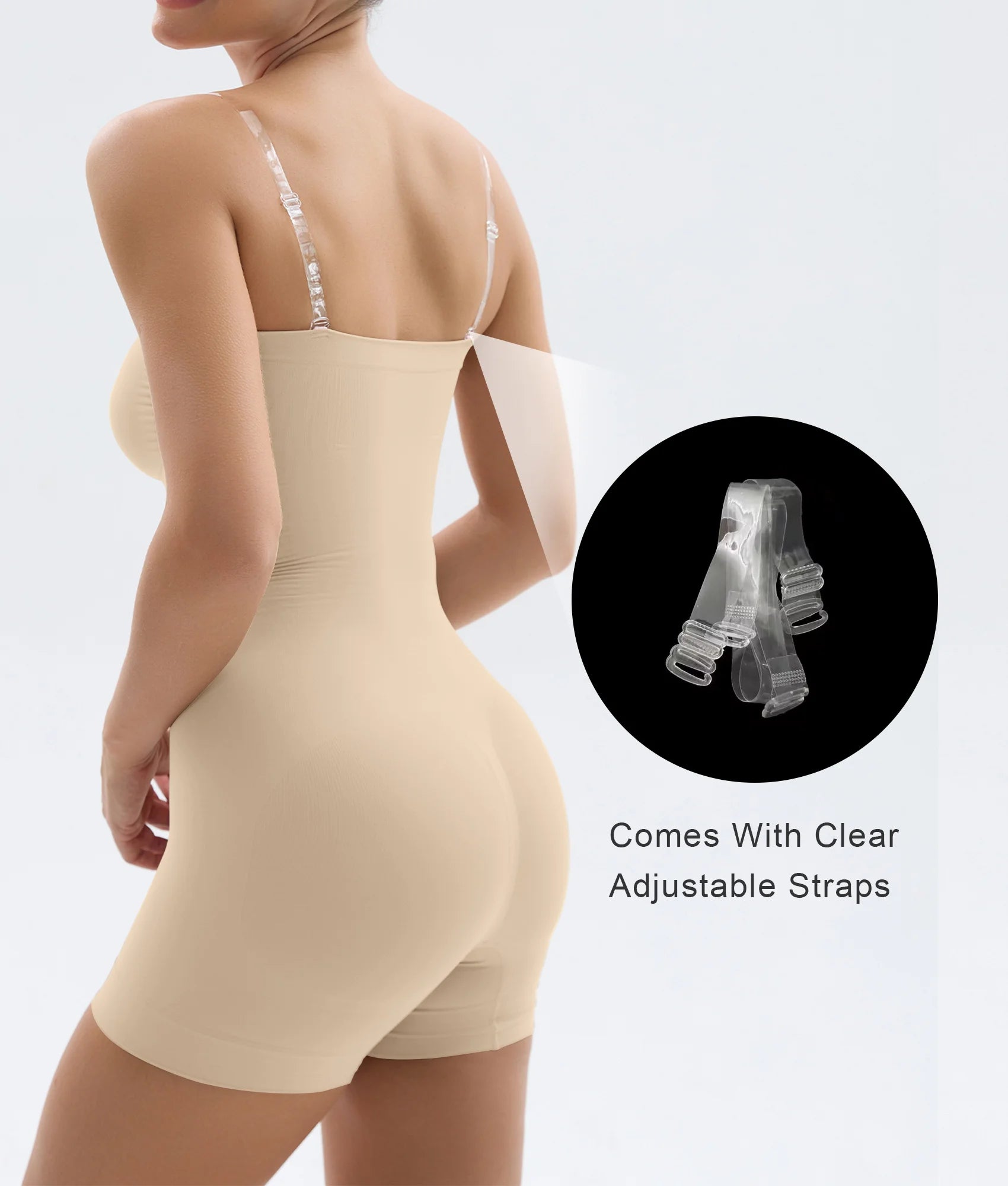 SHAPERX Seamless Short Bodysuit with Removable Straps