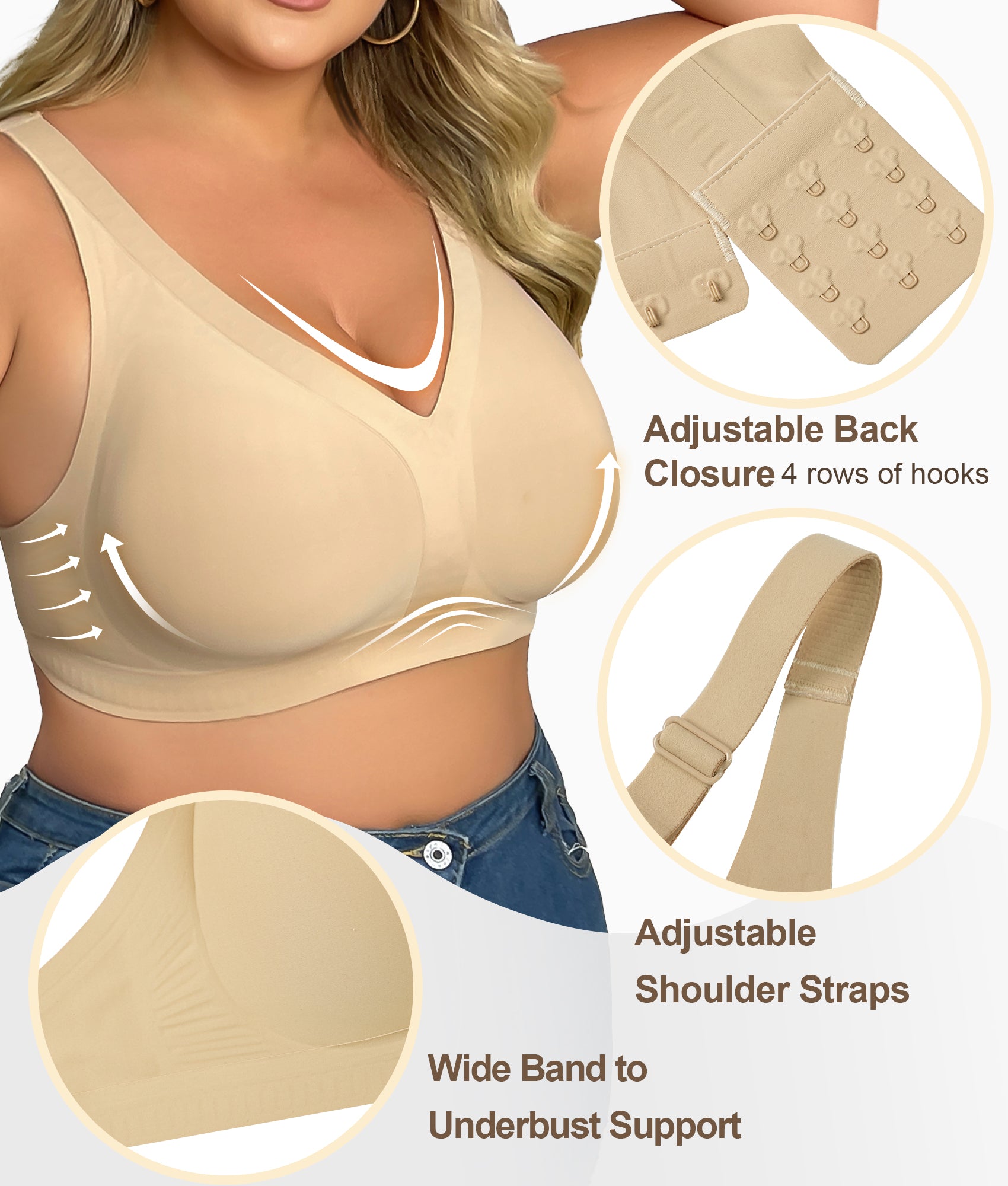SHAPERX Deep-V Wireless Everyday Bra