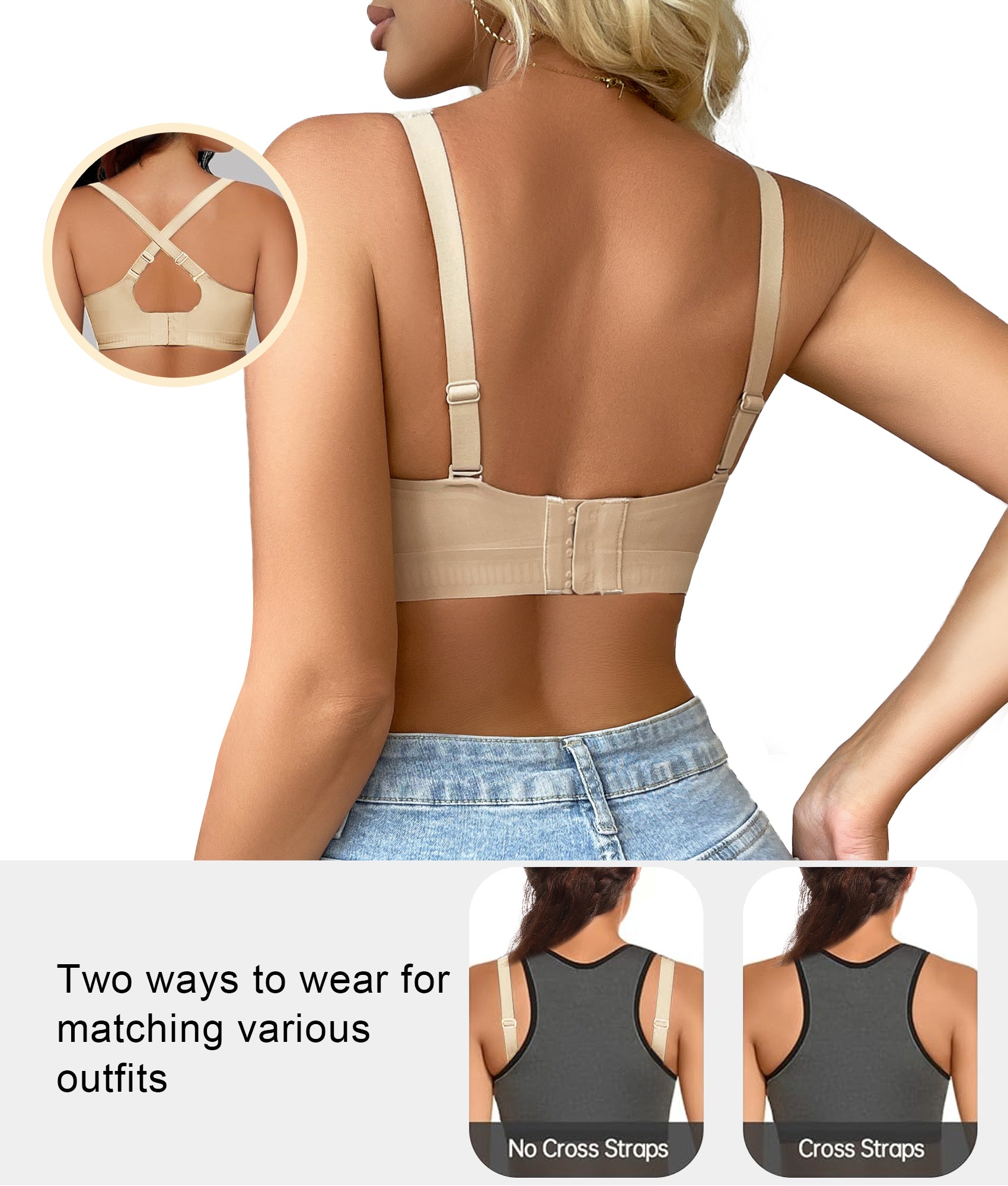 SHAPERX Deep-V Wireless Everyday Bra