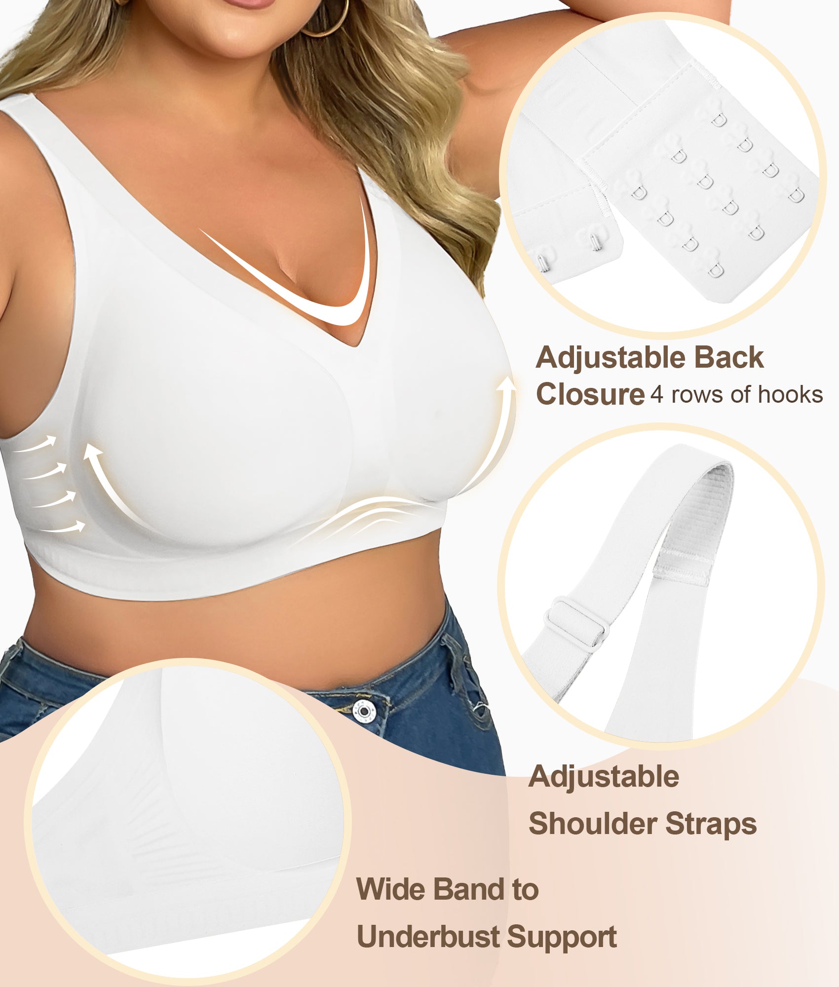 SHAPERX Deep-V Wireless Everyday Bra