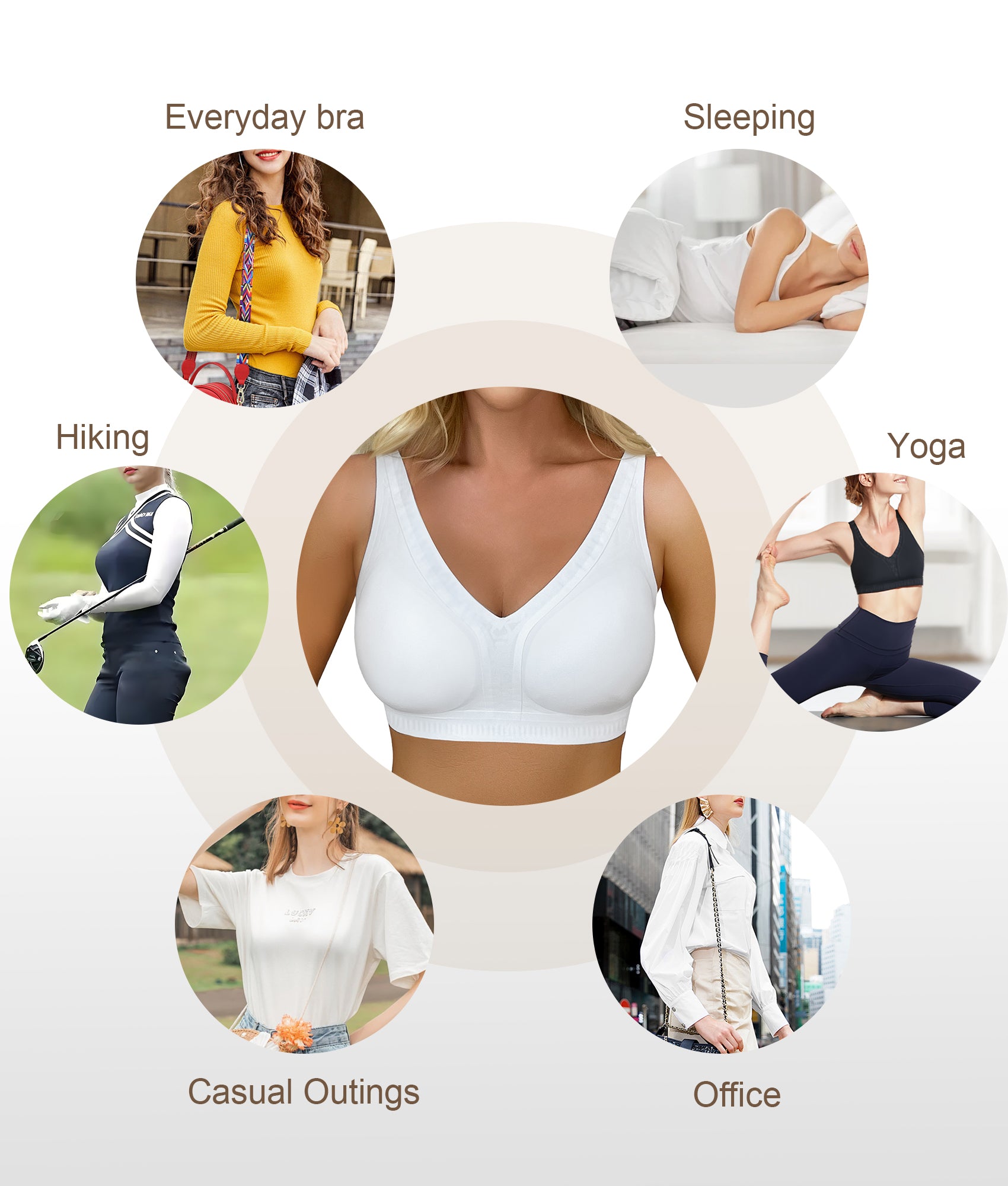 SHAPERX Deep-V Wireless Everyday Bra