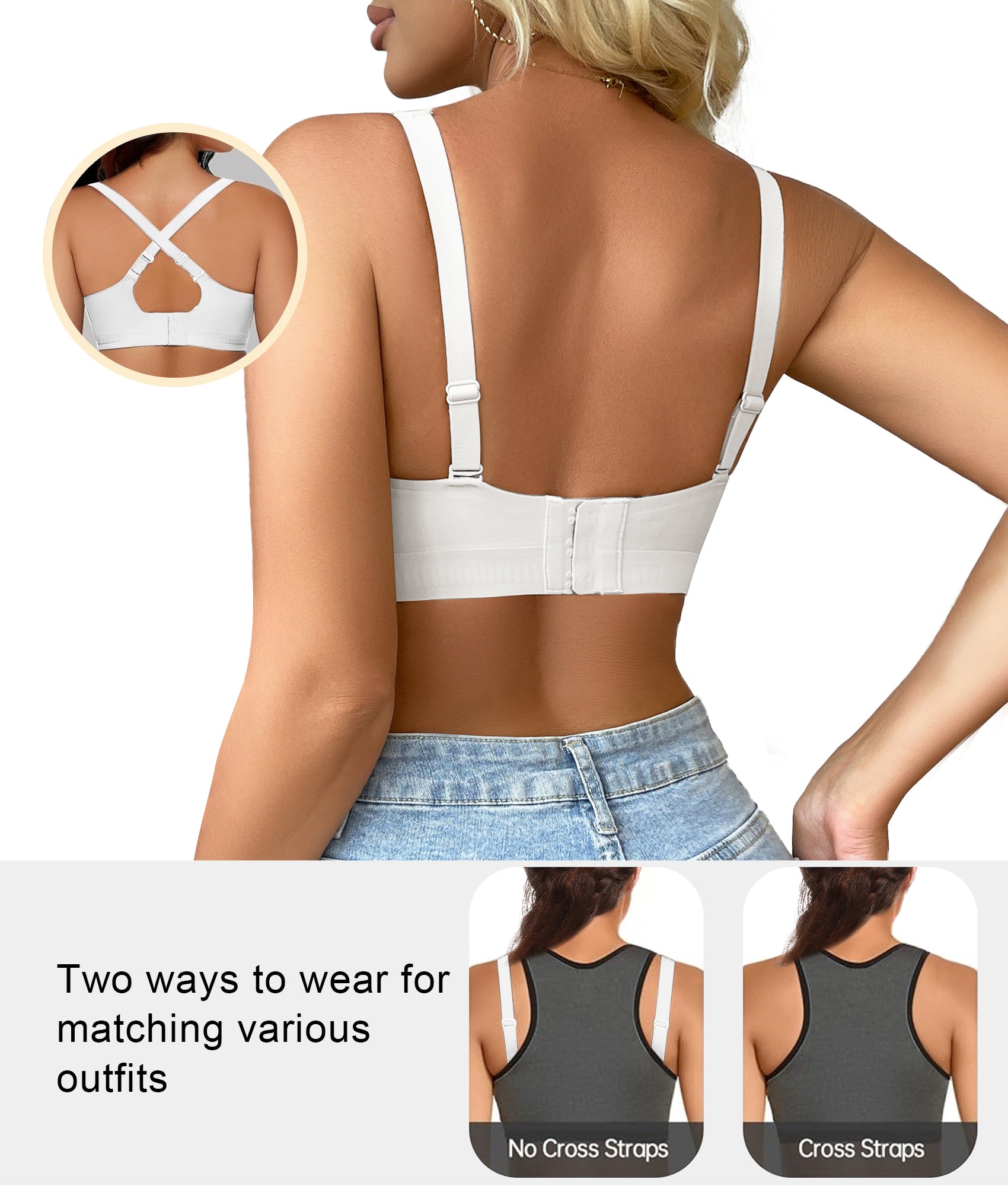 SHAPERX Deep-V Wireless Everyday Bra