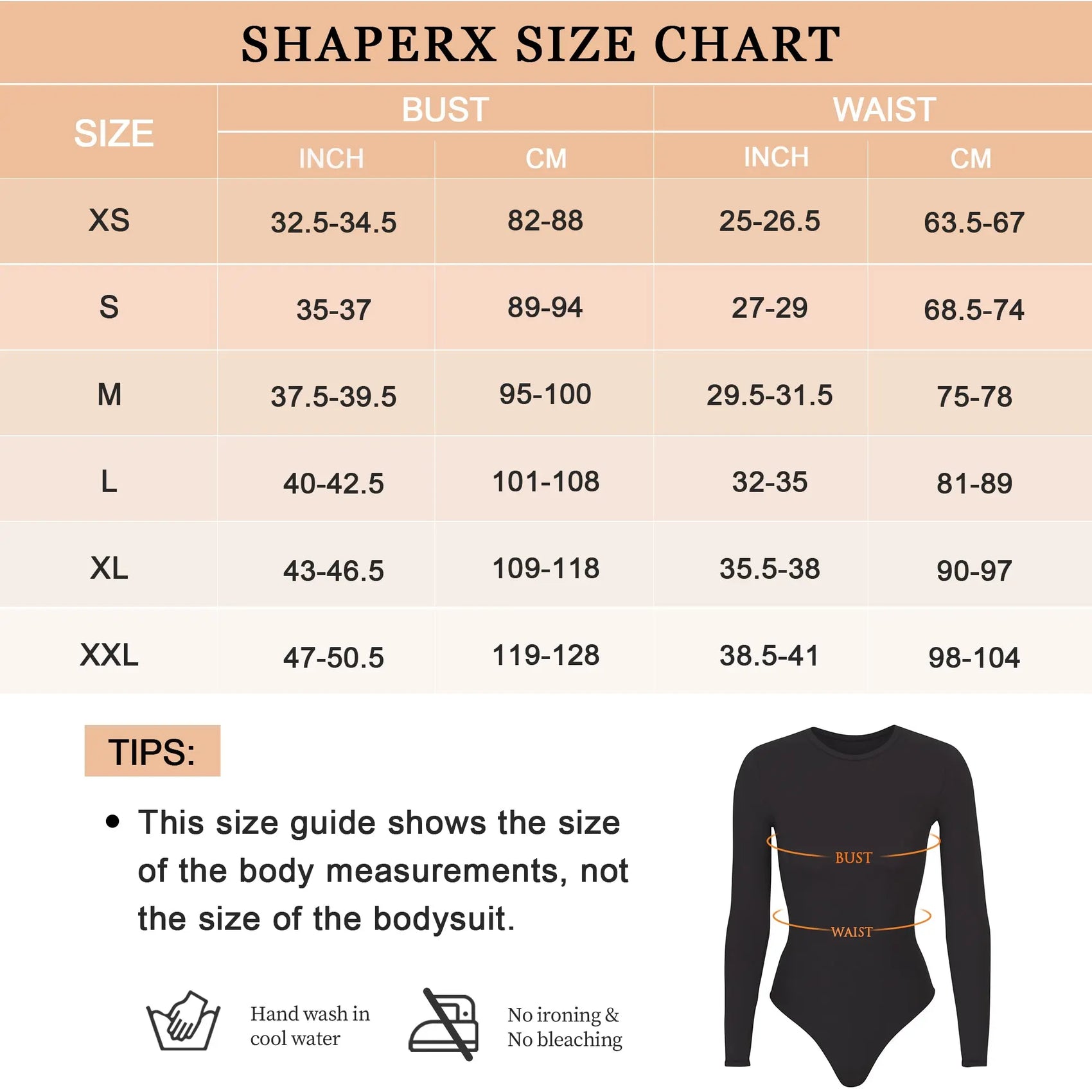 SHAPERX Long Sleeve Bodysuit Tops Crew Neck Thong Body Suit