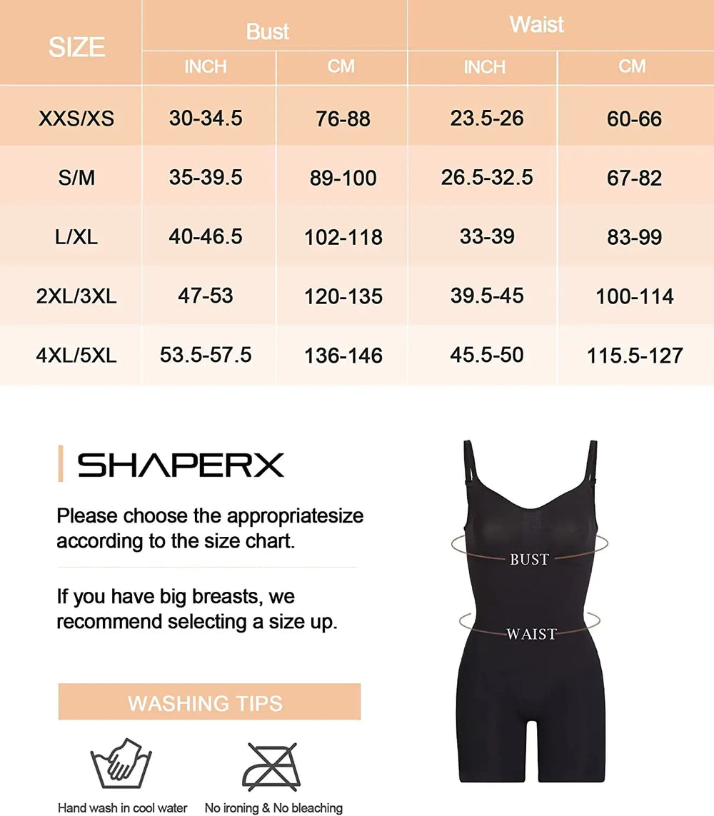 Shapex SHAPERX Seamless Full Body Tummy Control Bodysuit Shapewear
