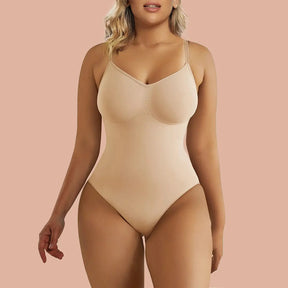 6pecil Shapewear Bodysuit for Women - Tummy Control Seamless Scoop Neck  Tank Top Thong Body Shaper (Beige, Small) at  Women's Clothing store