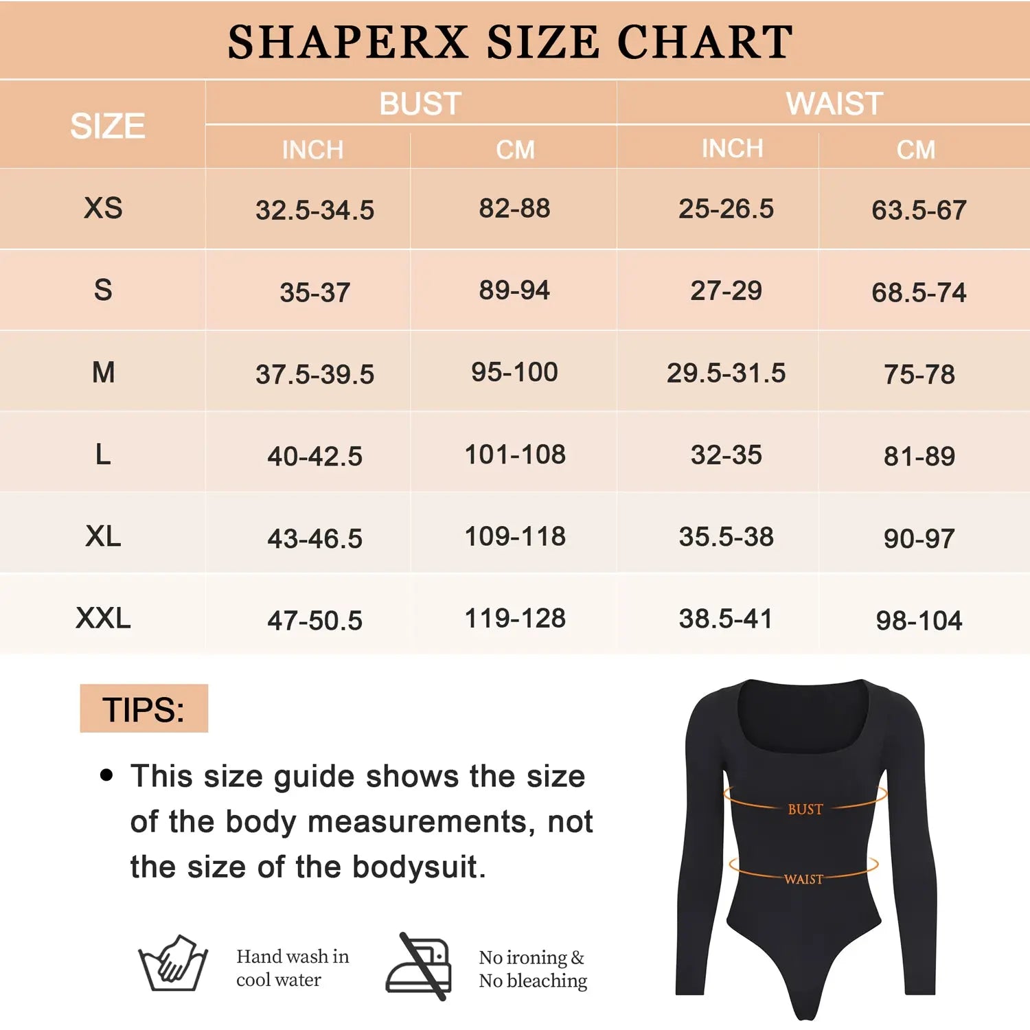 SHAPERX Long Sleeve Bodysuit Tops Scoop Neck Thong Body suits